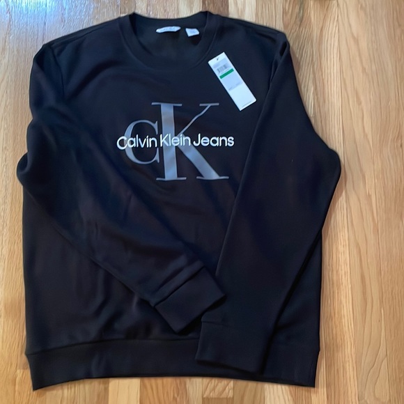 BNWT Men’s Size Large Black Calvin Klein Crew Neck Sweatshirt - Picture 1 of 4